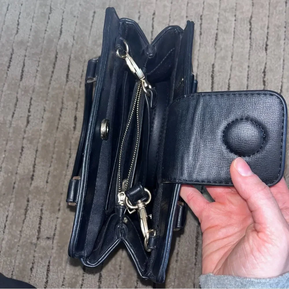 Structured black Leather Satchel Handbag - BBerry